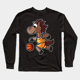 Horse Basketball Game Day Funny Team Sports B-ball design Long Sleeve T-Shirt